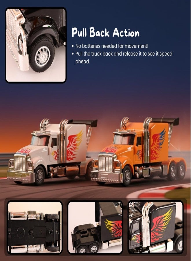 WireScorts Die Cast Truck Toy with Light & Sound, Pull Back Transport Truck, Die Cast Metal Truck for Kids, Multi Color, for Kids 3+ Years - Image 4